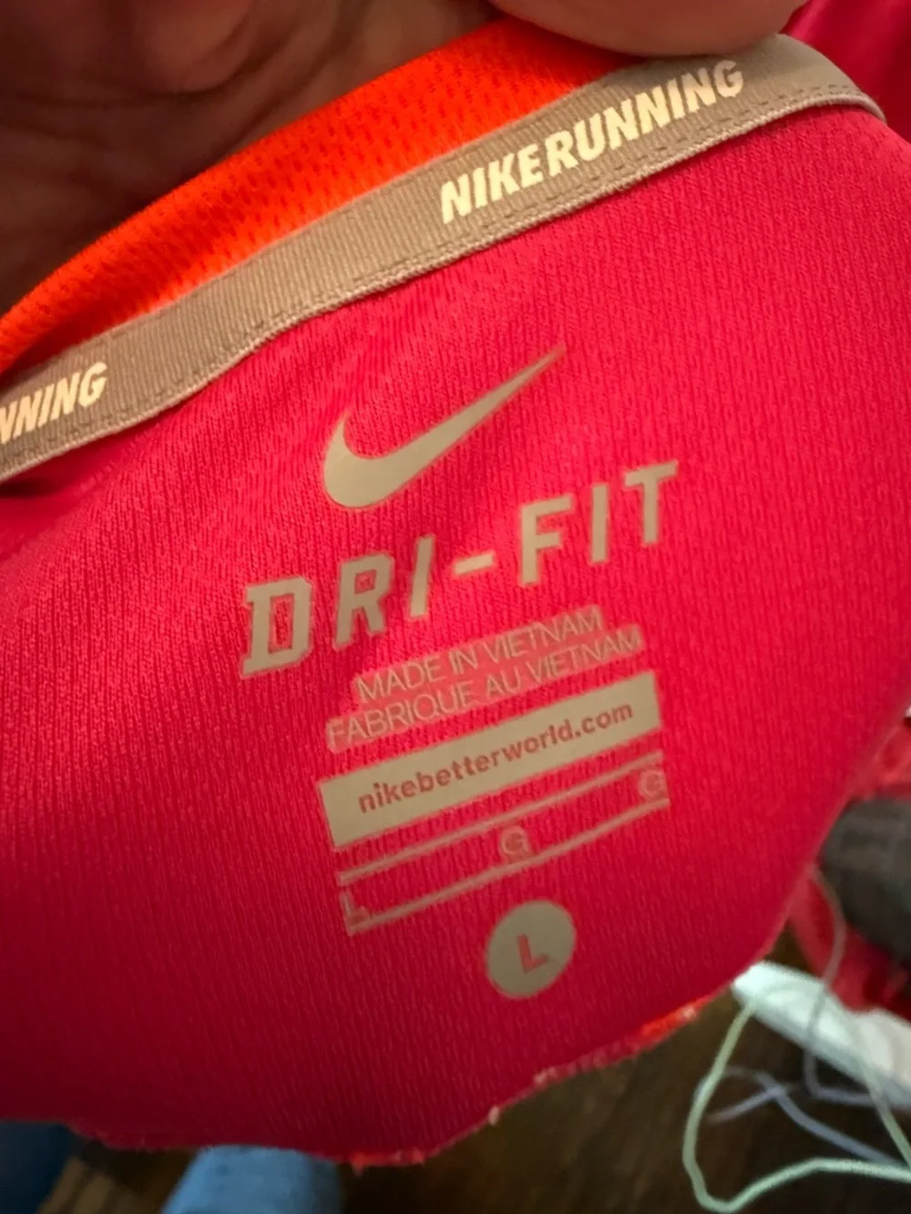 Nike Women’s Hot Pink Short-Sleeve Athletic running Tee with Orange Trim - Picture 3 of 3